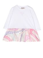 PUCCI Junior robe péplum à manches longues - Blanc