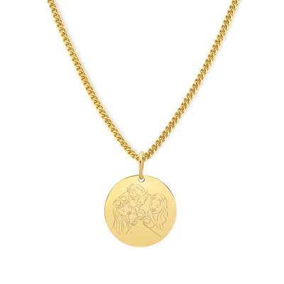 Gepersonaliseerde lijntekening ketting - Stainless steel - Goud - 15 mm