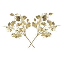 Kunsttakken/kunstbloemen - 2x st - Lunaria - goud - 40 cm - kunststof