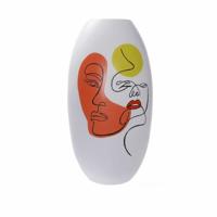 Vaas DKD Home Decor Gezicht Wit Hars Multicolour (20,5 x 20,5 x 38 cm)