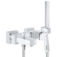 GROHE Eurocube badkraan met omstel en koppelingen met garnituur chroom 23141000 - thumbnail