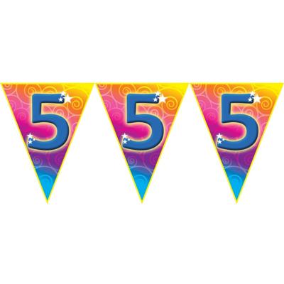 Verjaardag vlaggenlijn - 5 jaar - 5 meter - leeftijd vlaggetjes - kunststof