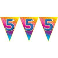 Verjaardag vlaggenlijn - 5 jaar - 5 meter - leeftijd vlaggetjes - kunststof
