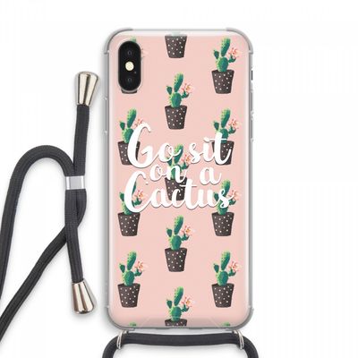 Cactus quote: iPhone XS Max Transparant Hoesje met koord