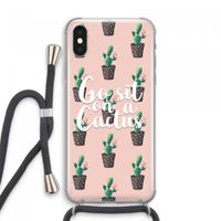 Cactus quote: iPhone XS Max Transparant Hoesje met koord