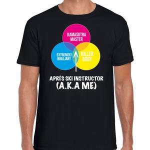 Apres ski t-shirt voor heren - Apres ski instructor - zwart - wintersport - skien/snowboarden