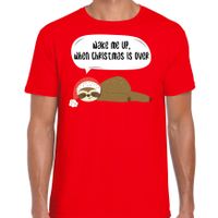 Luiaard Kerst t-shirt / outfit Wake me up when christmas is over rood voor heren