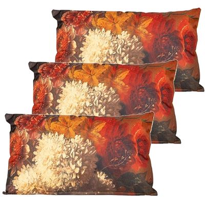 Buitenkussen bloem - 3x - Bruin/creme - 30 x 50 cm - Water en UV bestendig Buitenkussen bloem - 3x - Bruin/creme - 30 x 50 cm - Water en UV bestendig