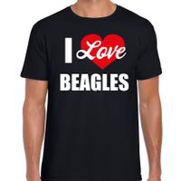 I love Beagles honden t-shirt zwart voor heren 2XL  - - thumbnail