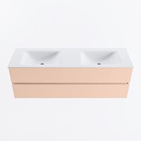 MONDIAZ VICA 150cm badmeubel onderkast Rosee 2 lades. Wastafel CLOUD dubbel 2 kraangaten, kleur Talc.