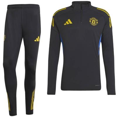 adidas Manchester United Trainingspak 1/4-Zip 2025-2026 Zwart Blauw Geel