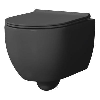 Wandcloset Xenz Gio | 52 cm | Rimless | Zonder toiletzitting | Keramiek | Zwart mat