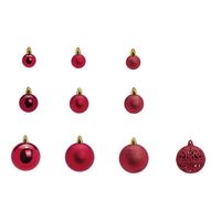 Kerstballen - set 50x st - bordaux rood - 3,4,6 cm - kunststof - Kerstbal