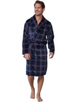 Heren fleece badjas - Donkerblauwe warme badjas mannen