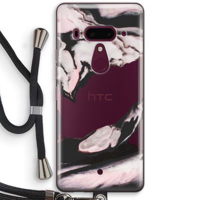 Roze stroom: HTC U12+ Transparant Hoesje met koord