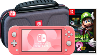 Nintendo Switch Lite Koraal + Luigi's Mansion 2 HD + Beschermhoes