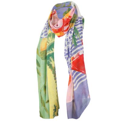Sarlini Langwerpige Effen Sjaal All-Over Sinaasappel Print