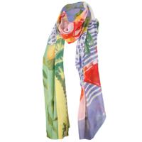 Sarlini Langwerpige Effen Sjaal All-Over Sinaasappel Print