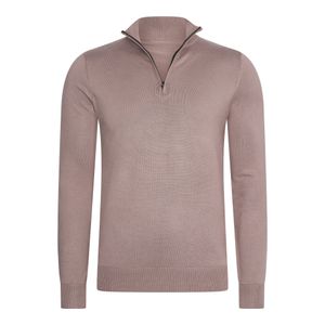 Half Zip Trui Deep Taupe