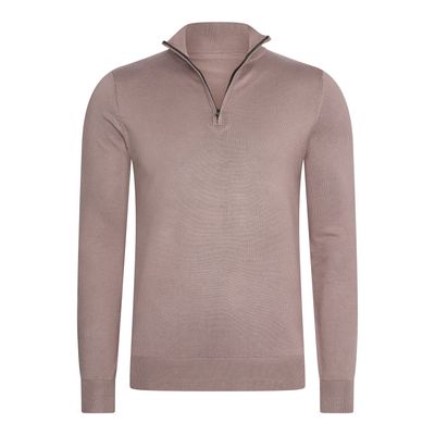 Half Zip Trui Deep Taupe
