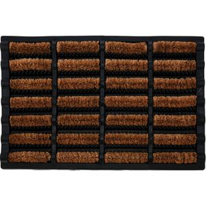 Deurmat/droogloopmat - voor buiten/binnen - zwart - rubber/kokos - 60 x 40 cm - Deurmatten