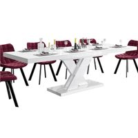 Uitschuifbare eettafel Xenon lux 160 tot 256 cm breed in hoogglans wit - thumbnail