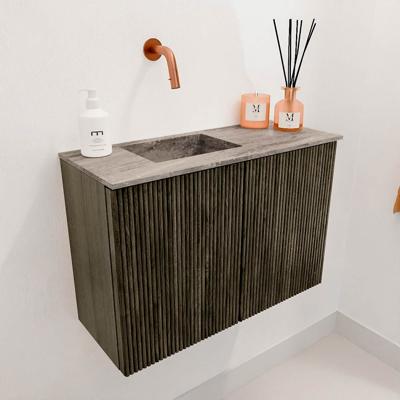 Toiletmeubel Mondiaz Joya Dlux | 60 cm | Meubelkleur Shadow | Faye wastafel Oza Wasbak Links | Zonder kraangat(en)