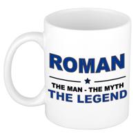 Roman cadeau mok - man myth legend - naam koffiemok / beker - wit en blauw - 300 ml