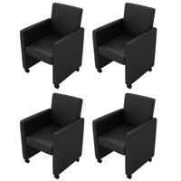 Eetkamerstoelen 4 st kunstleer zwart