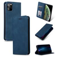 Retro huid voelen Business magnetische horizontale Flip lederen case voor iPhone 11 Pro (marineblauw)
