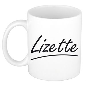 Naam cadeau mok / beker Lizette met sierlijke letters 300 ml