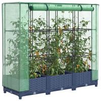 Plantenbak verhoogd met kashoes 120x40x123 cm rattanlook