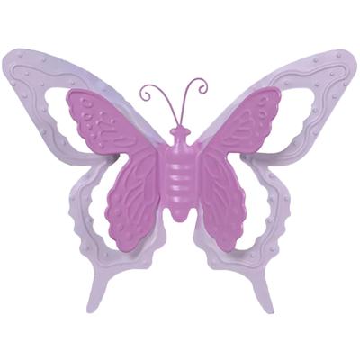 Mega Collections muurvlinder - tuindecoratie - roze - metaal - 24 cm