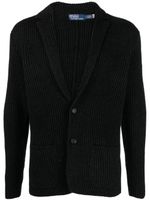 Polo Ralph Lauren cardigan nervuré à revers crantés - Noir - thumbnail