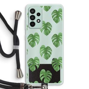 Monstera leaves: Samsung Galaxy A52s 5G Transparant Hoesje met koord