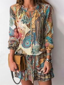 Paisley Casual 3/4 Sleeve Weaving Dress