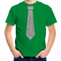 Verkleed t-shirt voor kinderen - glitter stropdas - groen - jongen - carnaval/themafeest kostuum