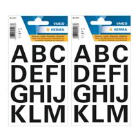 Stickers alfabet - 2x vel - 28 letterstickers - zwart - 25 mm - letters A-Z - stickervelletje