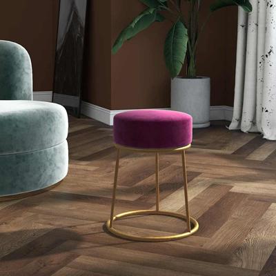 Hocker rond fluweel paars