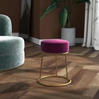 Hocker rond fluweel paars