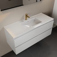 MONDIAZ AIVY 120cm badmeubel Talc, wastafel glanzend wit keramiek midden 1 kraangat (M60103 - AI-M120TAMI)