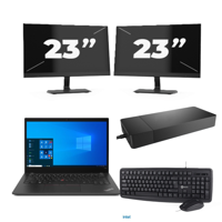 Lenovo ThinkPad T14s - Intel Core i7-10e Generatie - 14 inch - 32GB RAM - 256GB SSD - Windows 11 Home + 2x 23 inch Monitor