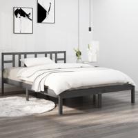 Bedframe massief hout grijs 200x200 cm