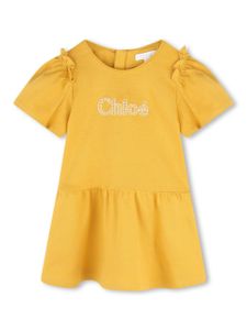 Chloé Kids robe en coton biologique à logo brodé - Jaune