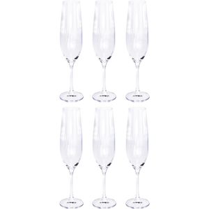 6x Champagneglazen/flutes 26 cl/260 ml van kristalglas