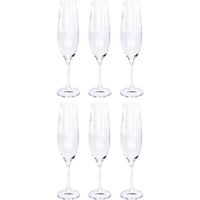 6x Champagneglazen/flutes 26 cl/260 ml van kristalglas