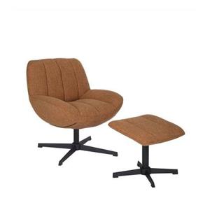 Bronx71 Draaifauteuil met hocker Santa linnen koper