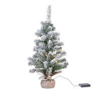 Kunstboom/kunst kerstboom met sneeuw en licht 90 cm   -