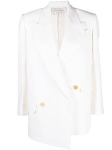 Alexander McQueen blazer croisé à design asymétrique - Blanc