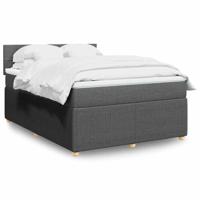 Boxspring met matras stof donkergrijs 140x190 cm